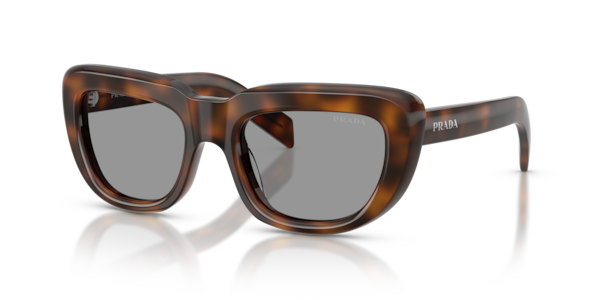 Óculos de sol Prada Shadowplay PRD07S, formato piloto, armação em acetato cinza, lente cinza