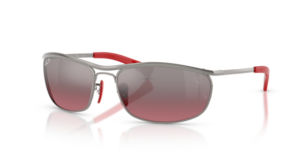 Óculos de sol Ray-Ban Scuderia Ferrari Collection RB3819M, formato piloto, armação em metal grafite, lente violeta polarizada