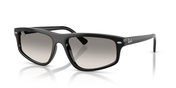 Óculos de sol Ray-Ban RB2225, formato quadrado, armação em propionato preto, lente cinza degradê