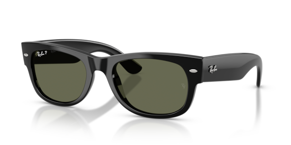 Óculos de sol Ray-Ban Mega Wayfarer II RB0832S, formato quadrado, armação em propionato preto, lente verde polarizada