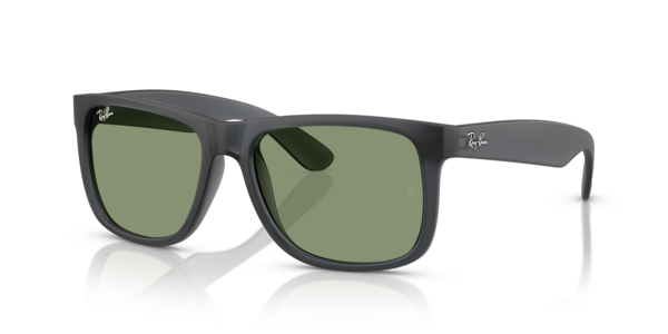 Óculos de sol Ray-Ban Justin Classic RB4165, formato quadrado, armação em nylon cinza opala, lente verde