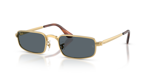 Óculos de sol Ray-Ban By A$AP Rocky RB3927, formato redondo, armação em metal dourado, lente azul