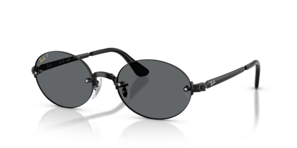 Óculos de sol Ray-Ban Rb3929 By A$ap Rocky, formato oval, armação em metal preto, lente cinza-escuro polarizado