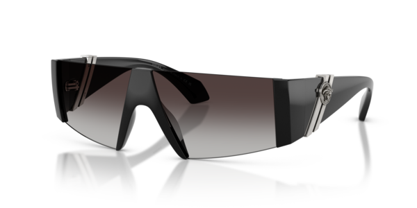 Óculos de sol Versace Edge Mask VE4516, formato máscara, armação em acetato preto, lente cinza degradê