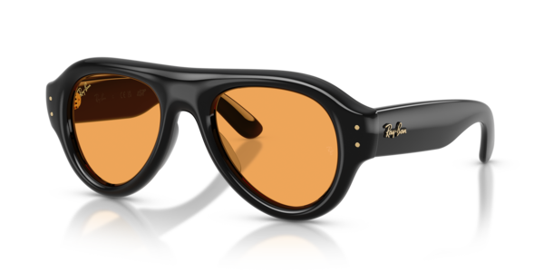 Óculos de sol Ray-Ban Aviador Puffer RB4925, formato aviador, armação em nylon preto, lente laranja