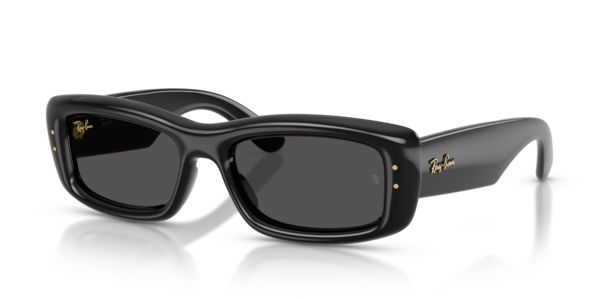 Óculos de sol Ray-Ban Kiliane Puffer RB4944, formato cat-eye, armação em nylon preto, lente preto ultra black