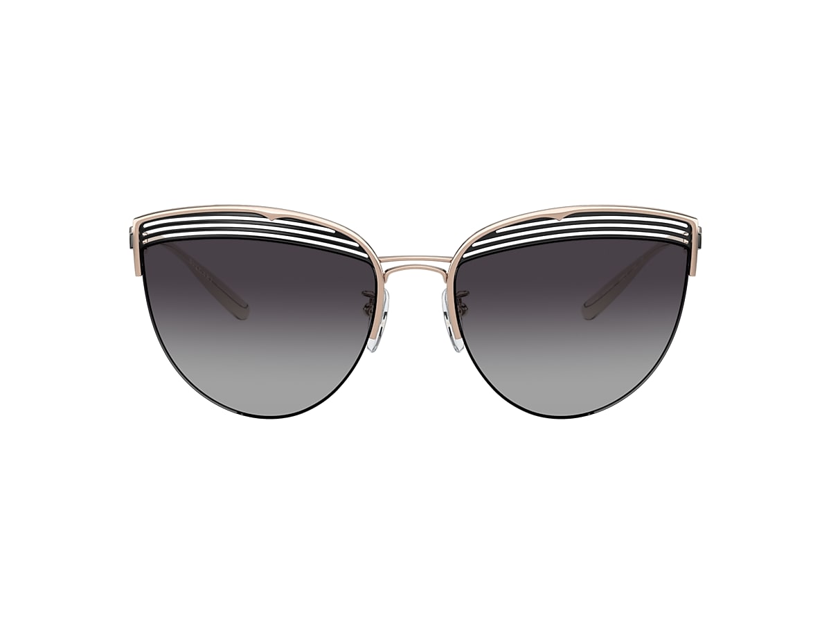 Bvlgari BV6118 58 Grey Gradient & Pink Gold/Black Sunglasses