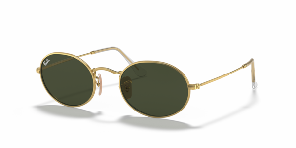 Óculos de sol Ray-Ban Oval Metal, formato oval, armação em metal dourado-arista, lente verde g-15