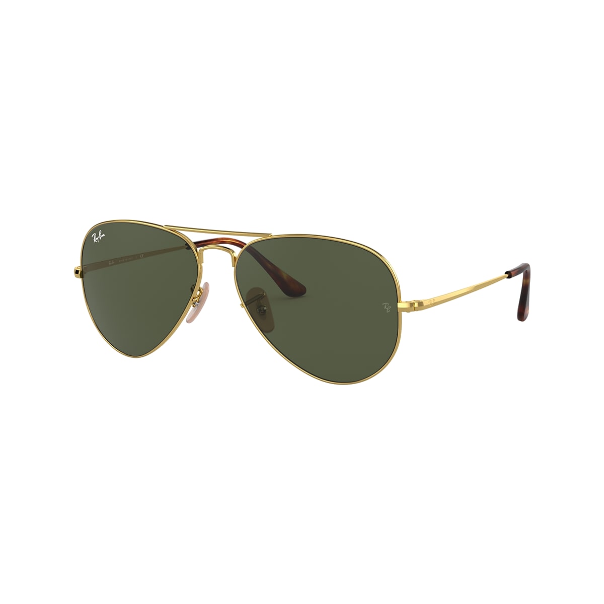 Ray-Ban RB3689 Aviator Metal II 55 Green & Gold Sunglasses