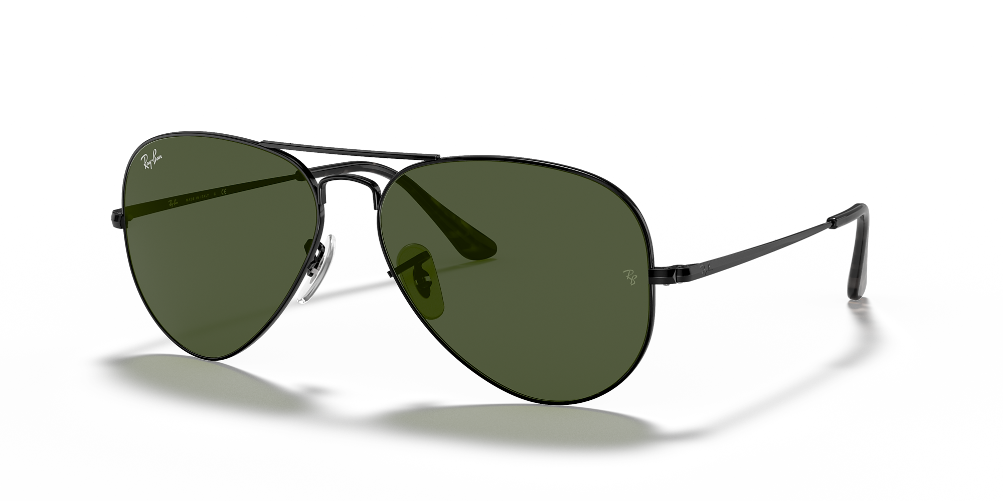 Ray-Ban RB3689 Aviator Metal II 58 Green & Black Sunglasses | Sunglass ...