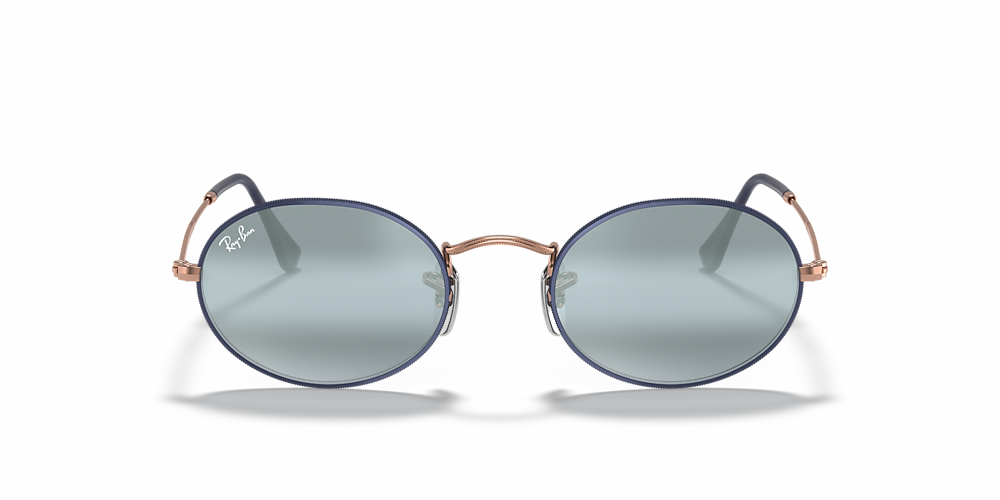 Ray-Ban RB3547 OVAL 54 Blue Bi-Mirror Grey & Blue Sunglasses 