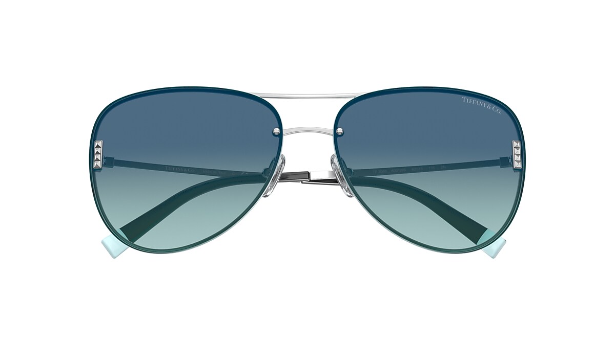 TIFFANY & CO. TF3066 Silver - Women Luxury Sunglasses, Azure Gradient Blue  Lens