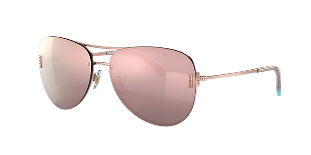 Gafas de aviador Tiffany T en metal color oro rosa y cristales en