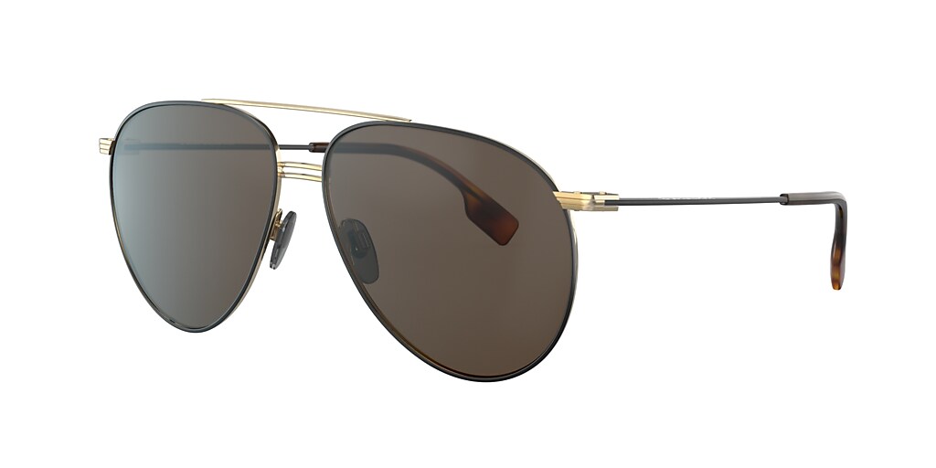 Burberry BE3108 60 Brown & Gold/Matte Black Sunglasses | Sunglass Hut USA