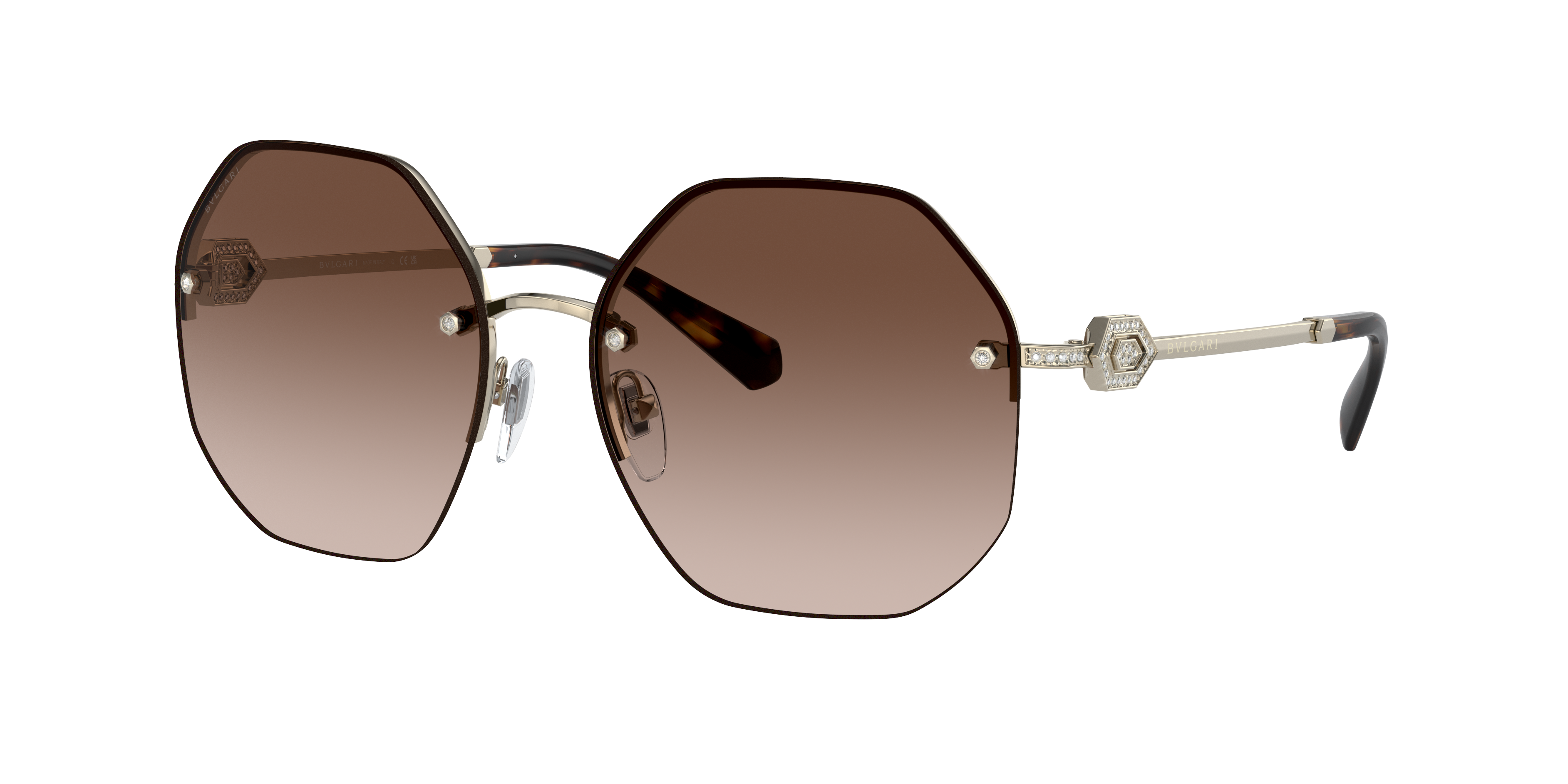 Bvlgari BV6122B 58 Brown Gradient & Pale Gold Sunglasses