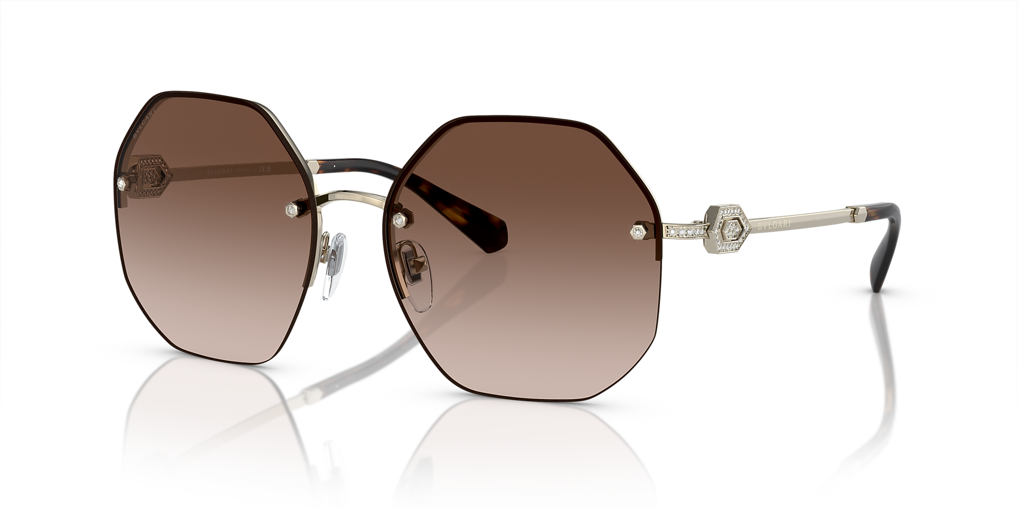 Bvlgari BV6122B 58 Brown Gradient & Pale Gold Sunglasses Sunglass Hut USA