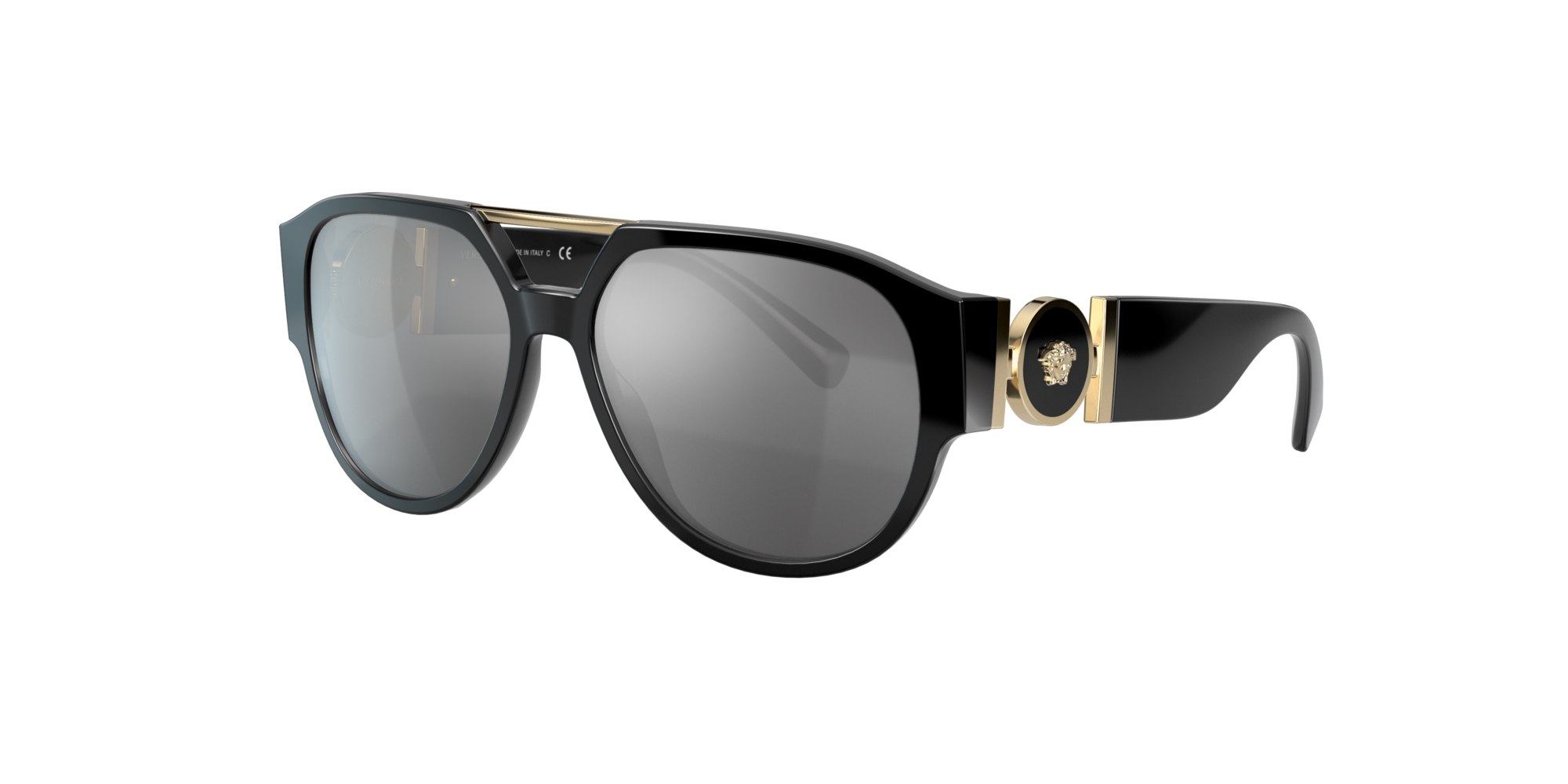 Versace Mann VE4371 - Frame color: Schwarz, Lens color: Hellgrau/Silber verspiegelt, Size 5816- male Azetat