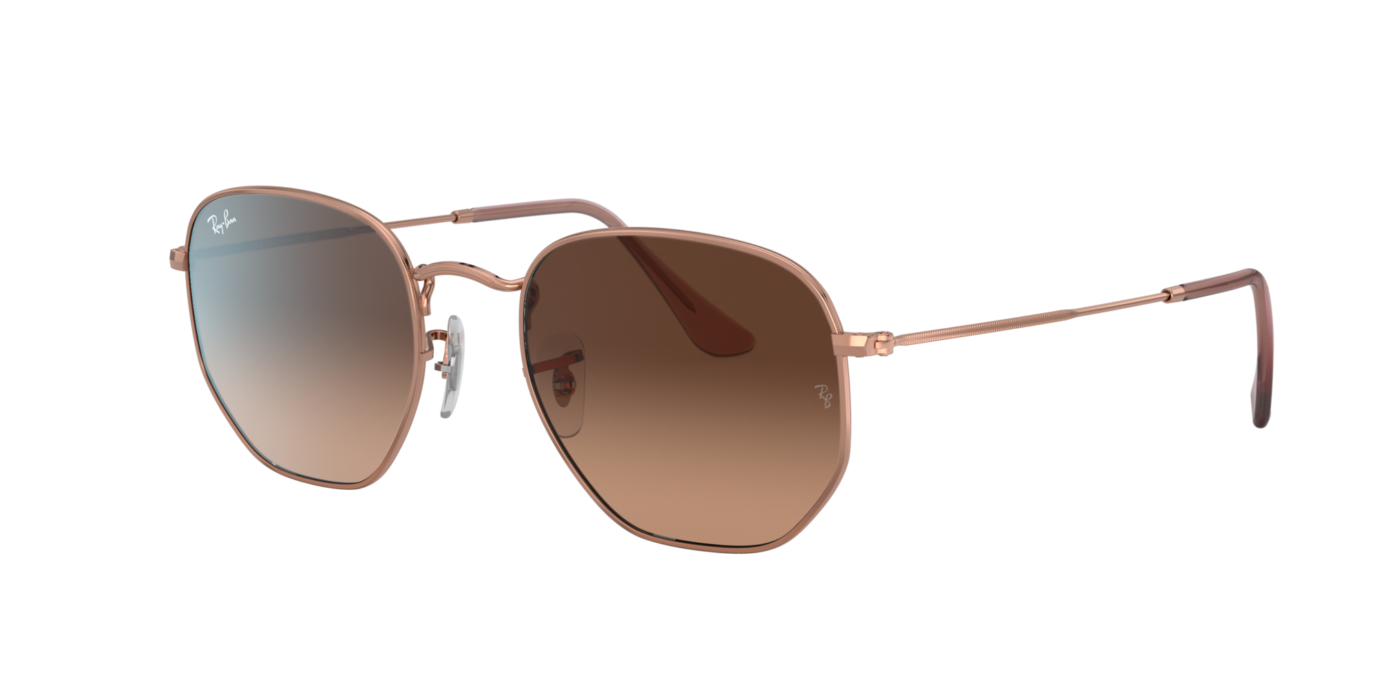 ray ban hexagonal brown gradient