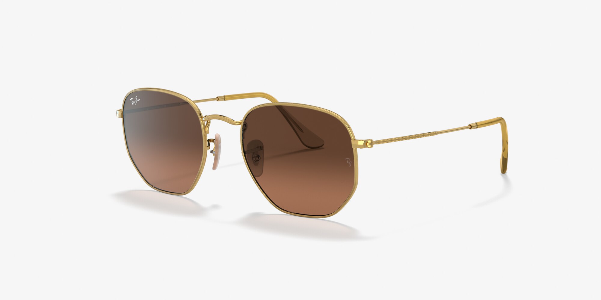 ray ban hexagonal gold brown