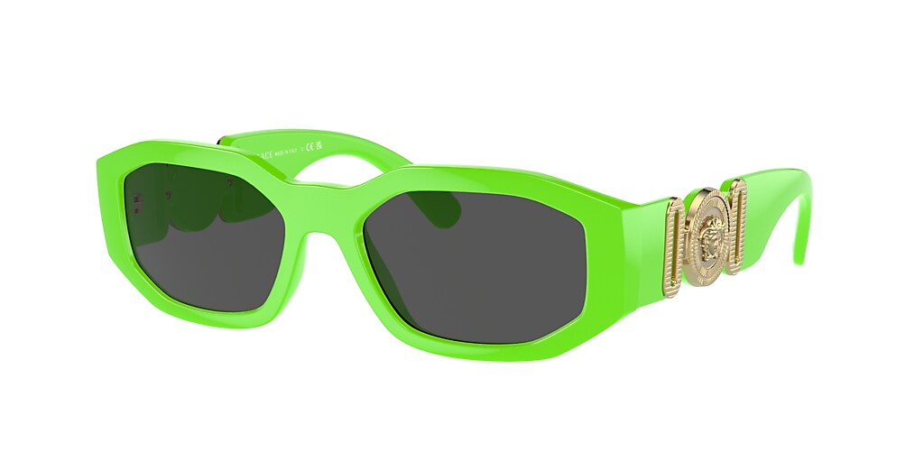 Versace VE4361 Biggie 53 Dark Grey & Green Fluo Sunglasses | Sunglass ...