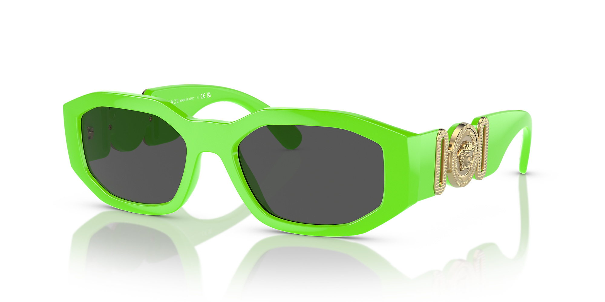 Versace Ve4361 Biggie 53 Dark Grey And Green Fluo Sunglasses Sunglass Hut Usa 