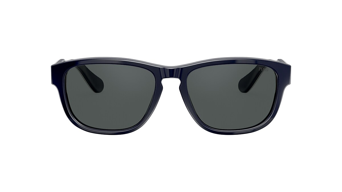 Polo Ralph Lauren PH4158 55 Grey & Shiny Navy Blue Sunglasses