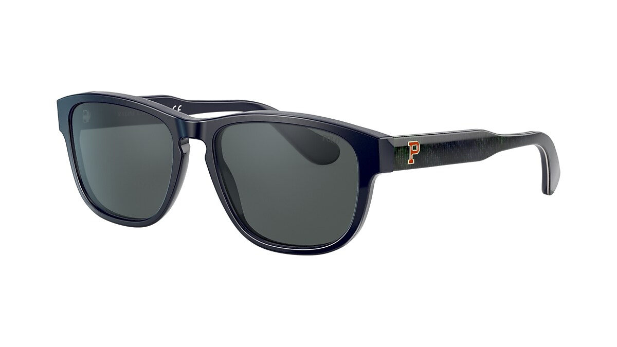 Polo Ralph Lauren PH4158 55 Grey & Shiny Navy Blue Sunglasses