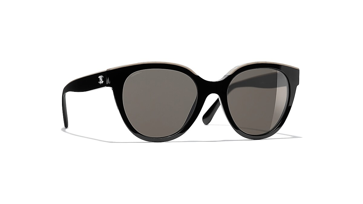 Chanel - Oval Sunglasses - Black Beige Brown - Chanel Eyewear