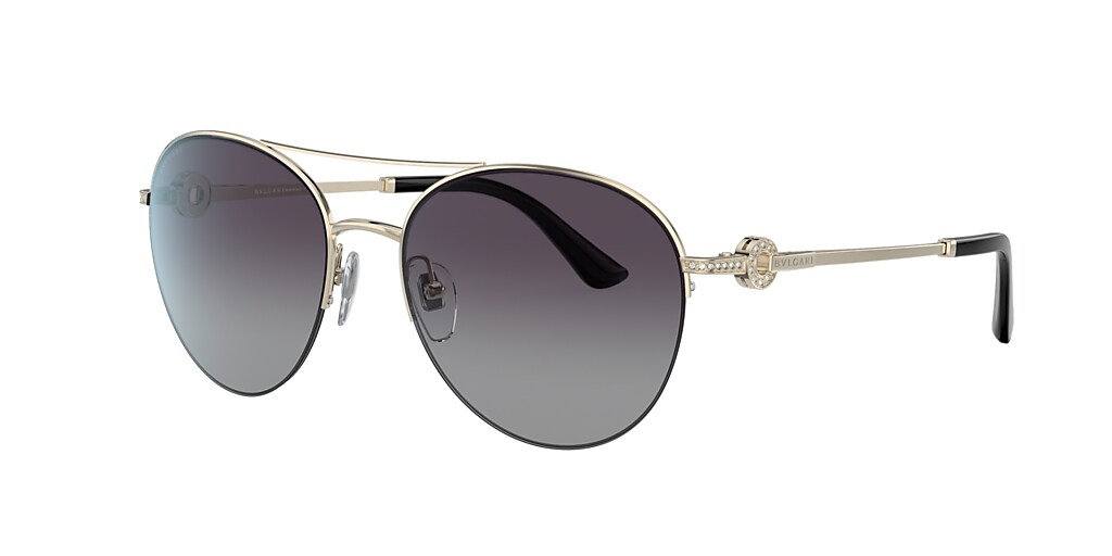 Bvlgari BV6132B 57 Grey Gradient & Pale Gold Sunglasses | Sunglass Hut USA