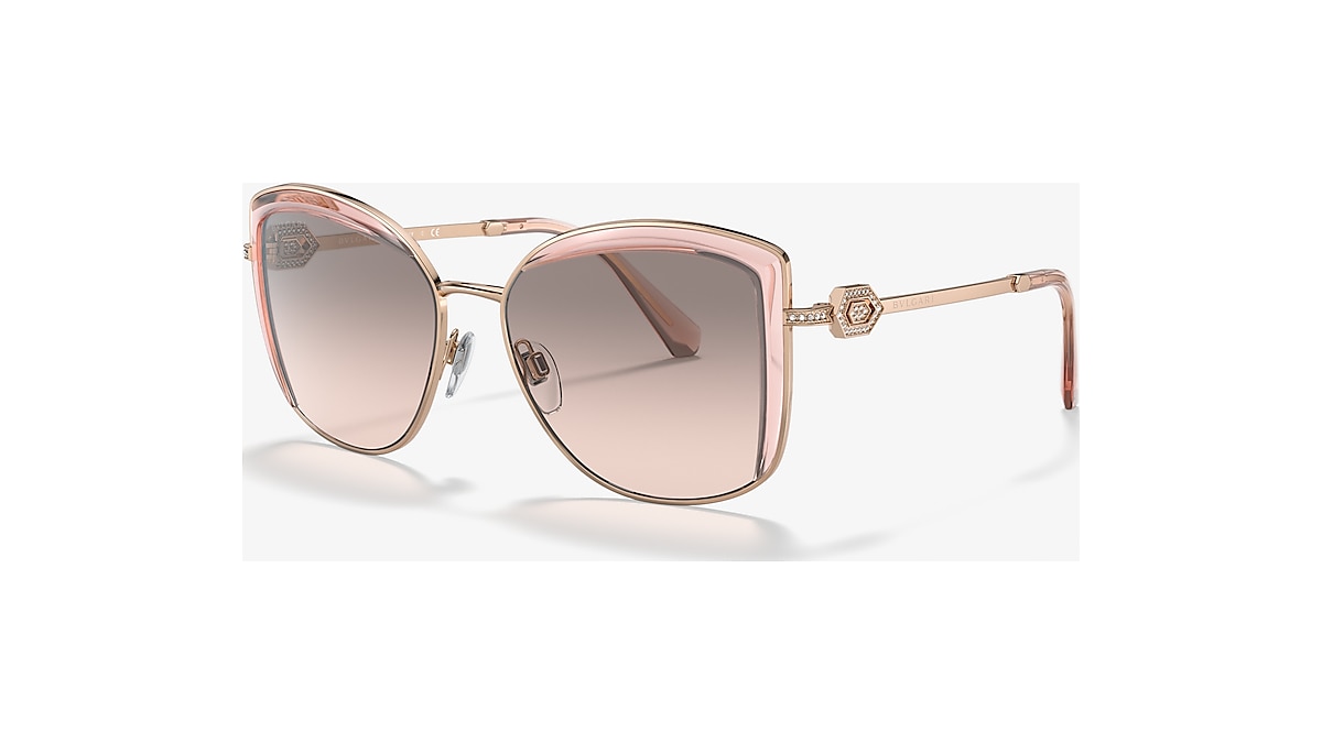 BVLGARI BV6128B Pink Gold/Transparent Pink - Female Luxury Sunglasses, Pink  Gradient Grey Lens