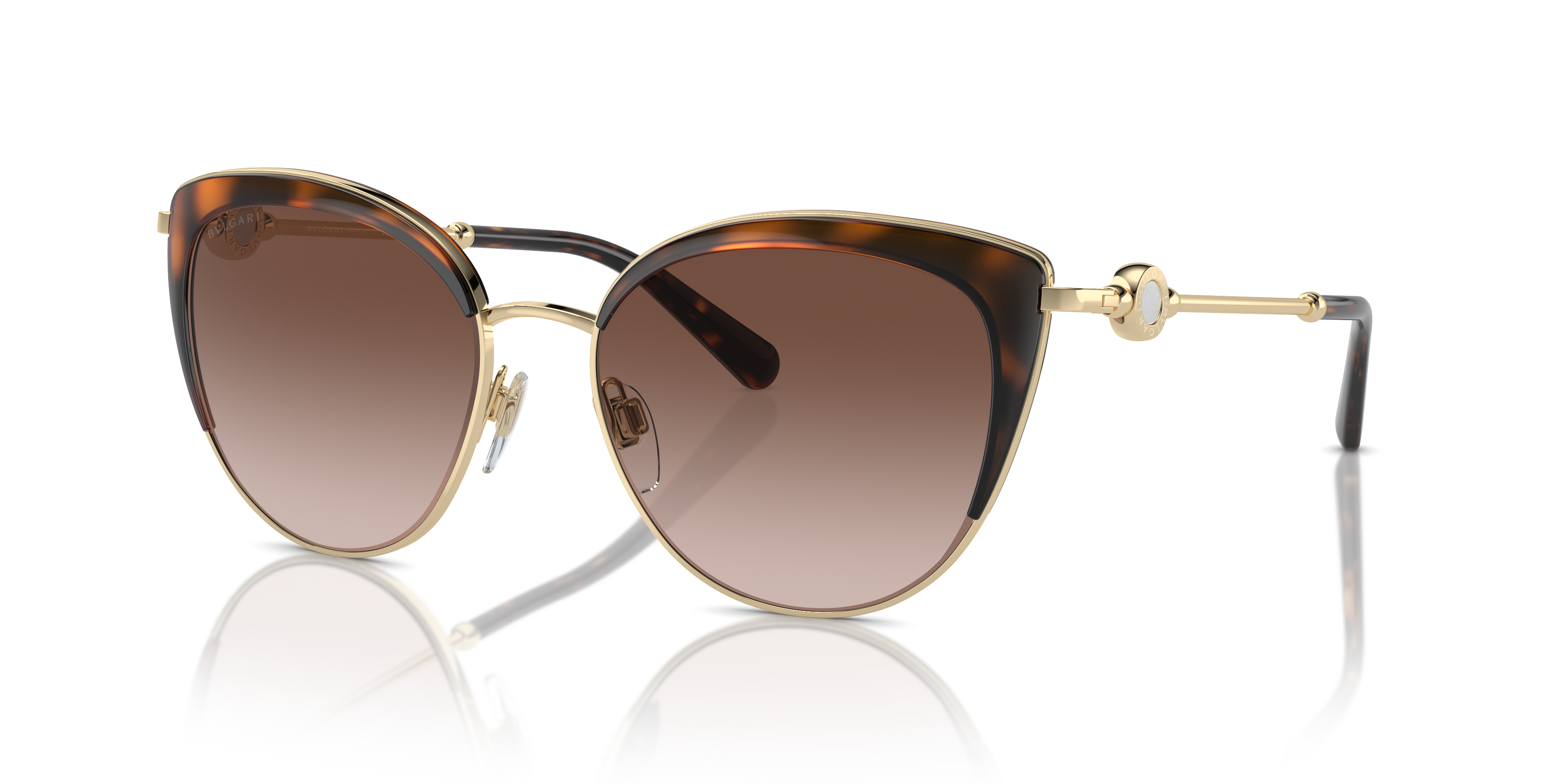 Bvlgari BV6133 55 Brown Gradient & Pale Gold/Dark Havana Sunglasses ...