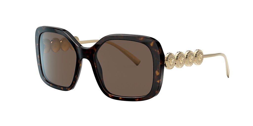 Versace VE4375 53 Dark Brown & Havana Sunglasses | Sunglass Hut USA