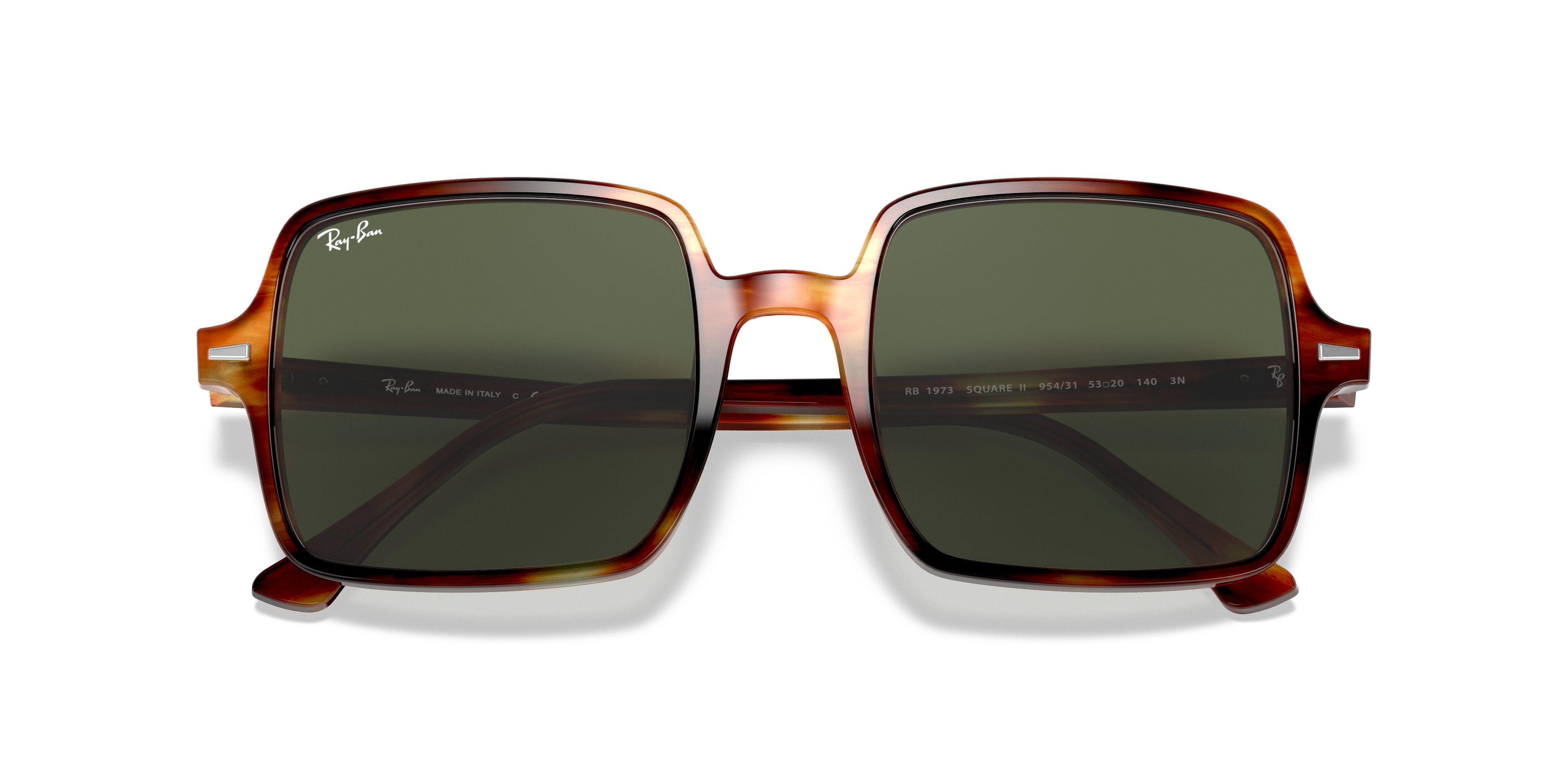Ray-Ban RB1973 Square II 53 Green Classic G-15 \u0026 Tortoise Sunglasses |  Sunglass Hut USA