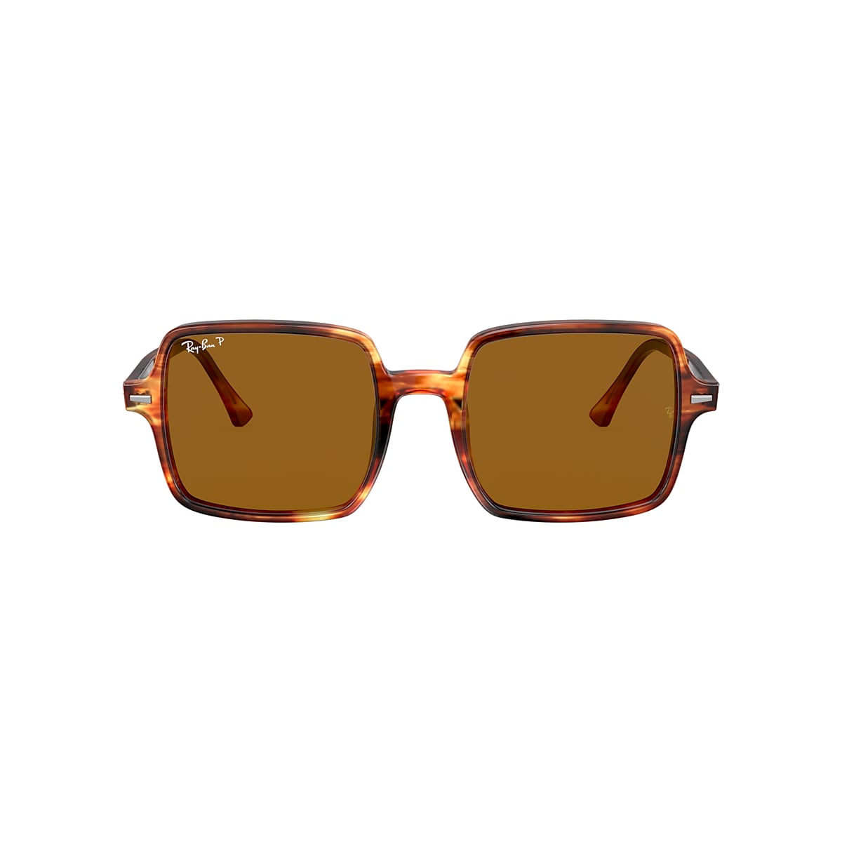 Ray-Ban RB1973 Square II 53 Polarized Brown Classic B-15 & Striped Havana Sunglasses | Sunglass Hut USA