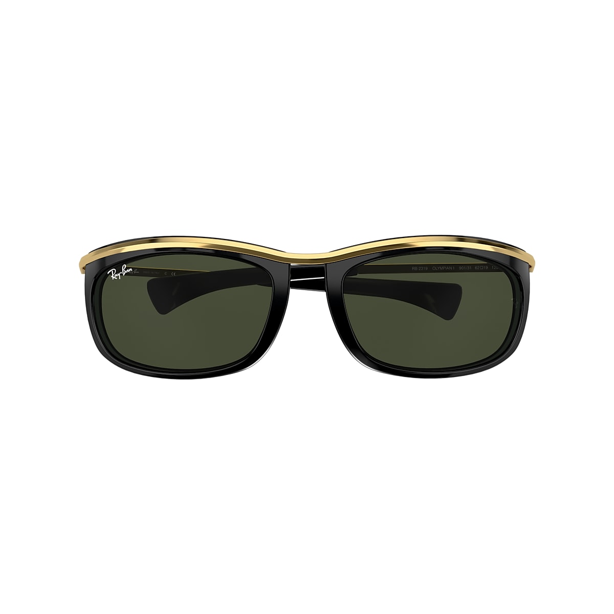 RAY-BAN RB2319 Olympian I Black - Unisex Sunglasses, Green Lens