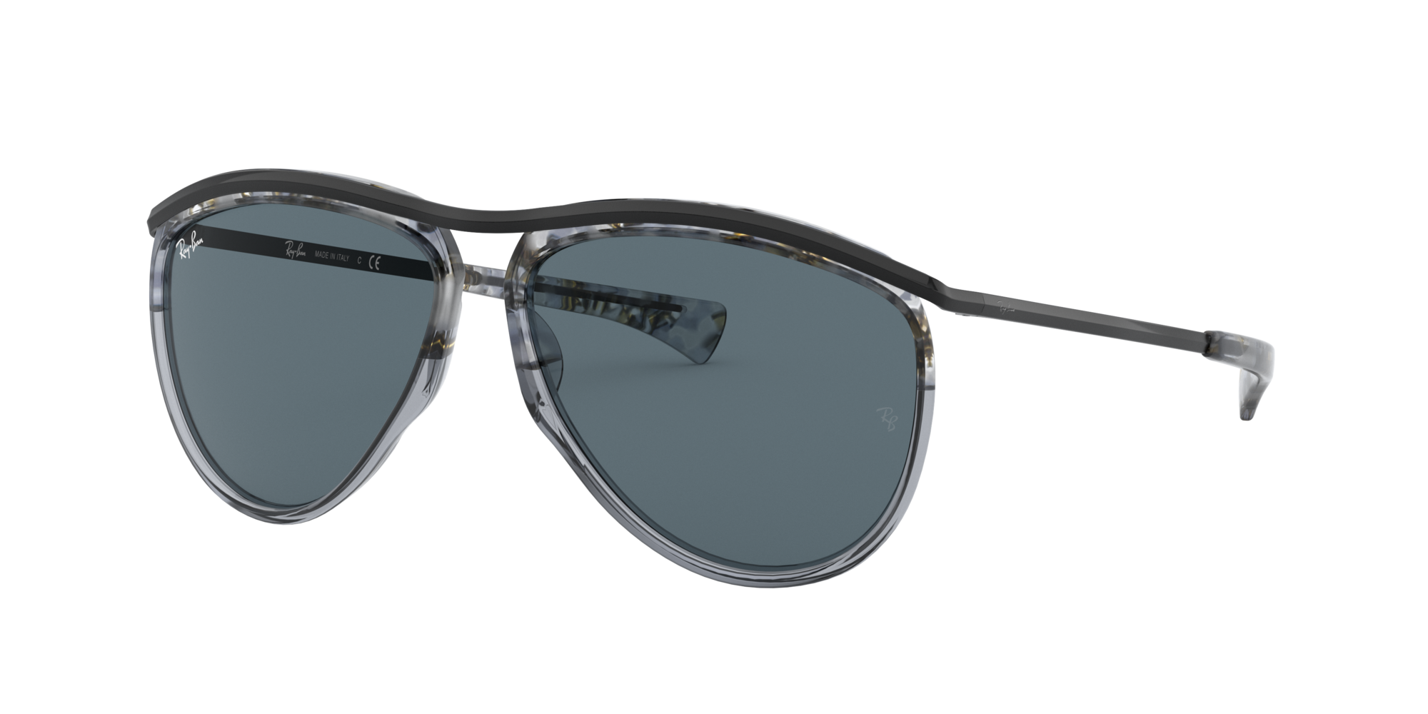 Ray-Ban RB2219 AVIATOR OLYMPIAN 59 Polarized Blue/Silver \u0026 Blue Gradient  Havana Polarized Sunglasses | Sunglass Hut USA