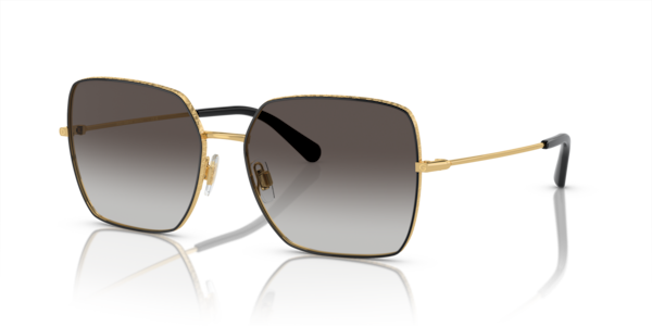 Óculos de sol Dolce & Gabbana DG2242, formato piloto, armação em metal preto, lente cinza