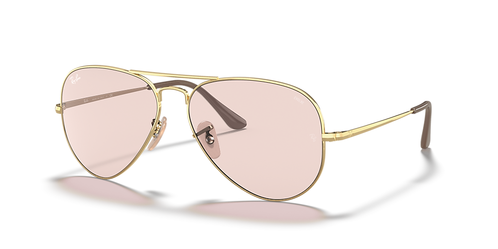 Ray-Ban RB3689 Solid Evolve 55 Evolve Photo Pink To Violet & Gold Sunglasses  | Sunglass Hut USA