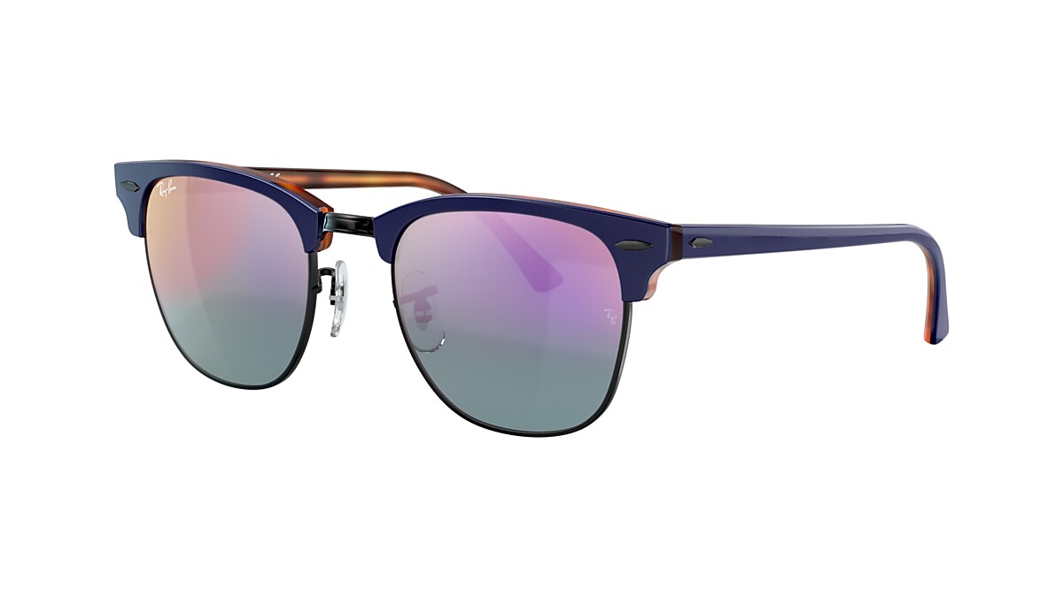 Ray-Ban RB3016 Clubmaster Color Mix 51 Blue Mirror Gradient Fucsia & Blue  On Havana Sunglasses | Sunglass Hut Australia