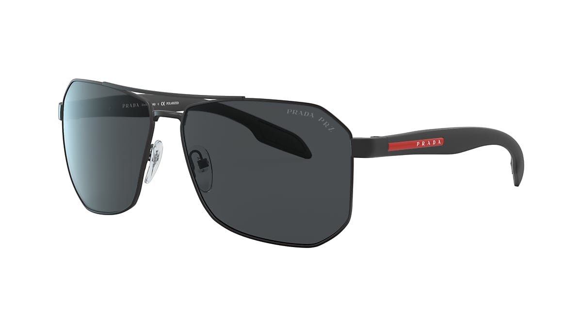 Prada Linea Rossa PS 51VS 62 Polar Grey & Black Rubber Polarized Sunglasses  | Sunglass Hut USA