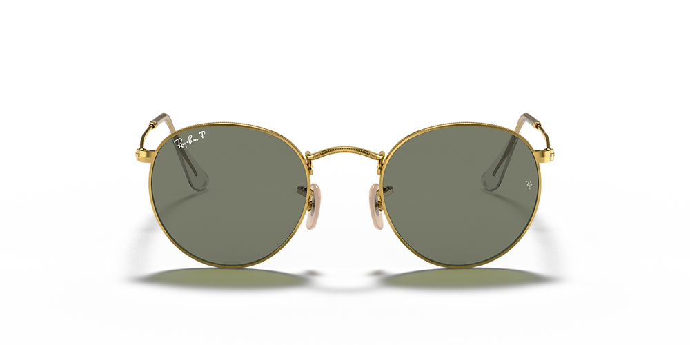 Ray-Ban Round Metal Sunglasses RB3447 112/58,Matte Gold Frame, Polarized Green Classic G-15 Lenses - 50mm