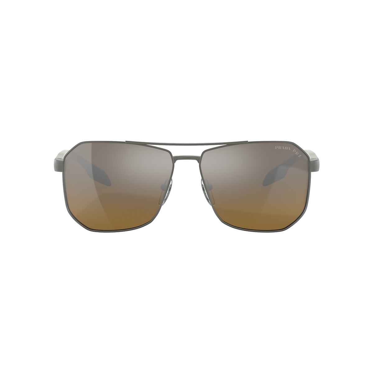 Prada Linea Rossa PS 51VS 62 Brown Mirror Grey Gunmetal Rubber Polarized Sunglasses | Sunglass USA