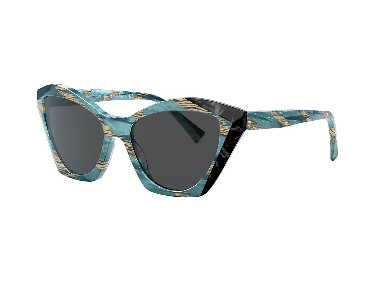 Alain Mikli A05056 AMBRETTE 56 Grey Teal Metallic Horn Noir