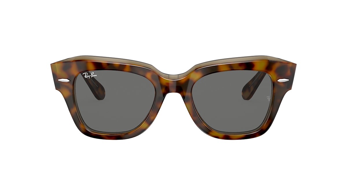 Ray-Ban RB2186 State Street 49 Dark Grey & Havana On Transparent Brown  Sunglasses | Sunglass Hut USA