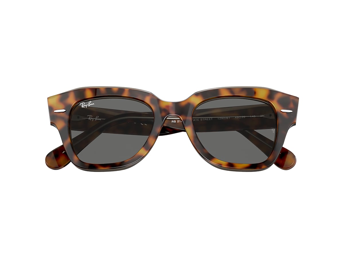 Ray-Ban RB2186 State Street 49 Dark Grey & Havana On Transparent Brown  Sunglasses