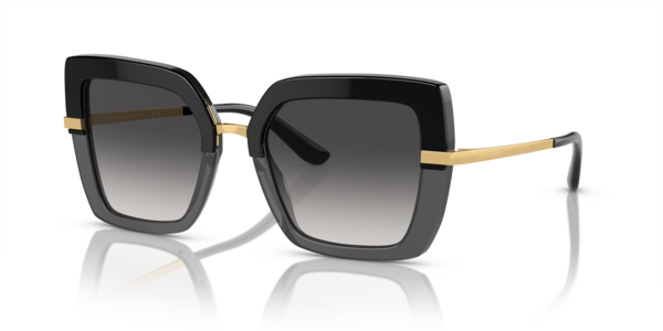 Óculos de sol Dolce & Gabbana DG4373, formato oval, armação em acetato preto, lente cinza degradê