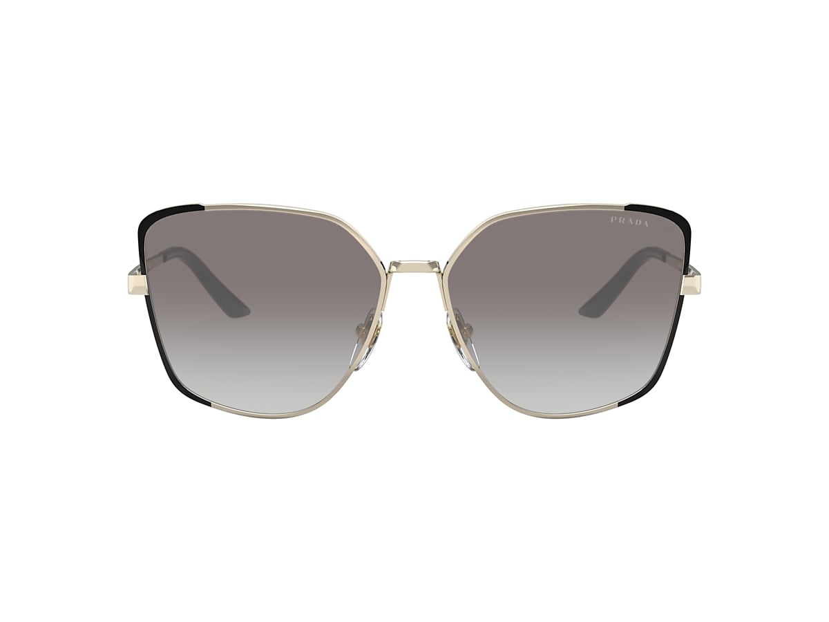 PRADA PR 60XS Pale Gold/Black - Woman Luxury Sunglasses, Grey Gradient Lens