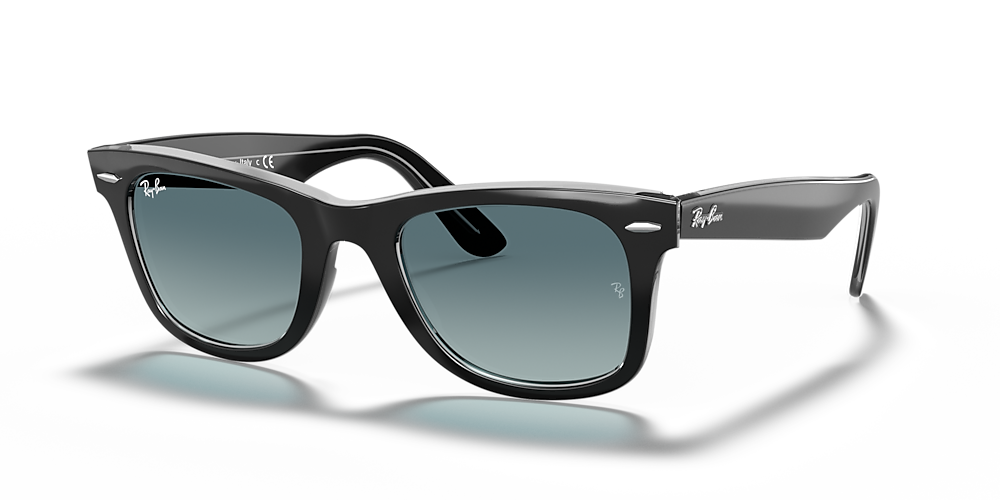Ray-Ban RB2140 Original Wayfarer Bicolor 50 Blue Gradient & Black On  Transparent Sunglasses | Sunglass Hut USA