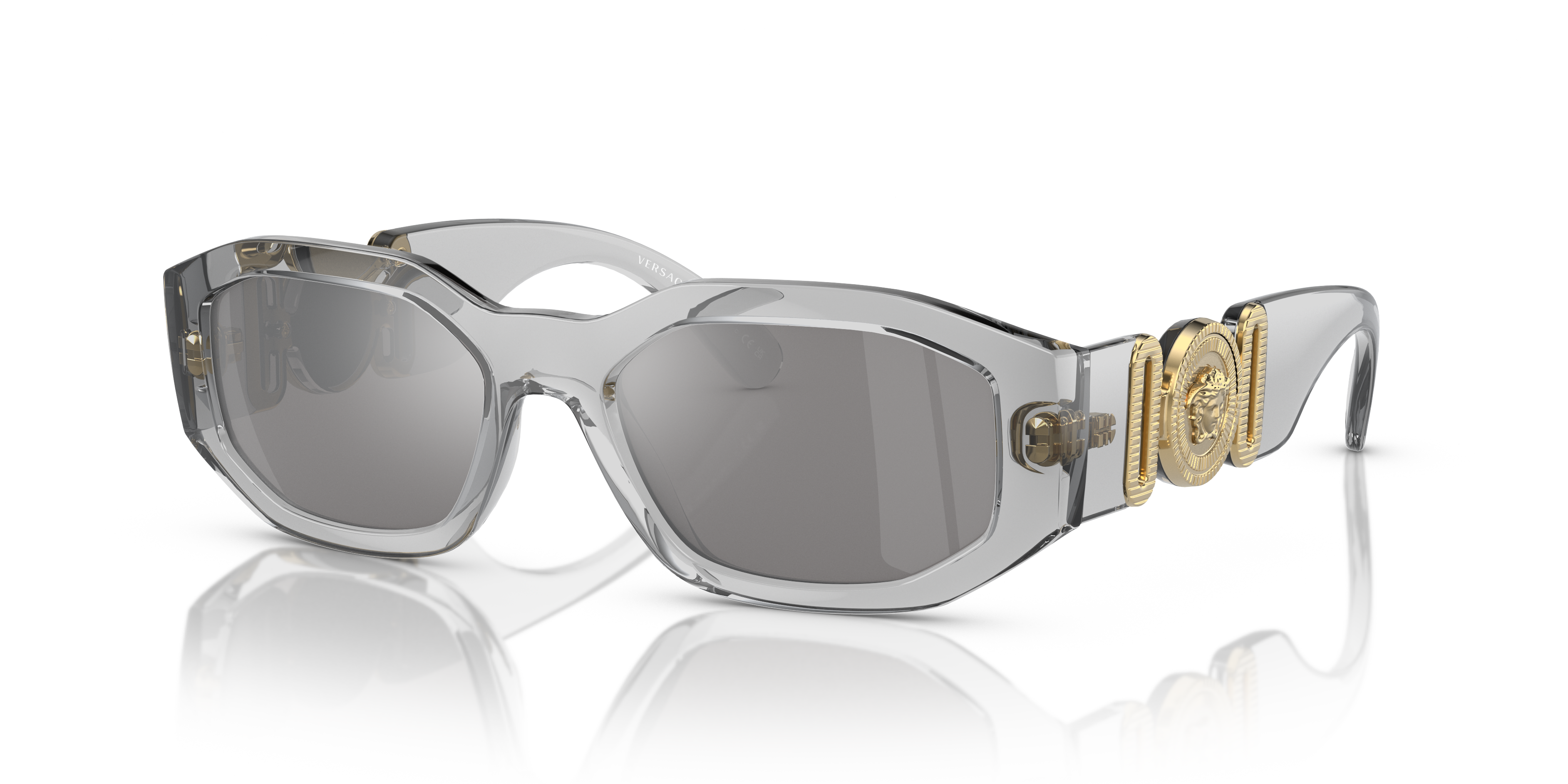 新商品 ヴェルサーチ レディース サングラス アイウェア アクセサリー Biggie 53 Sunglasses, VE436153-Z  Transparent Gray