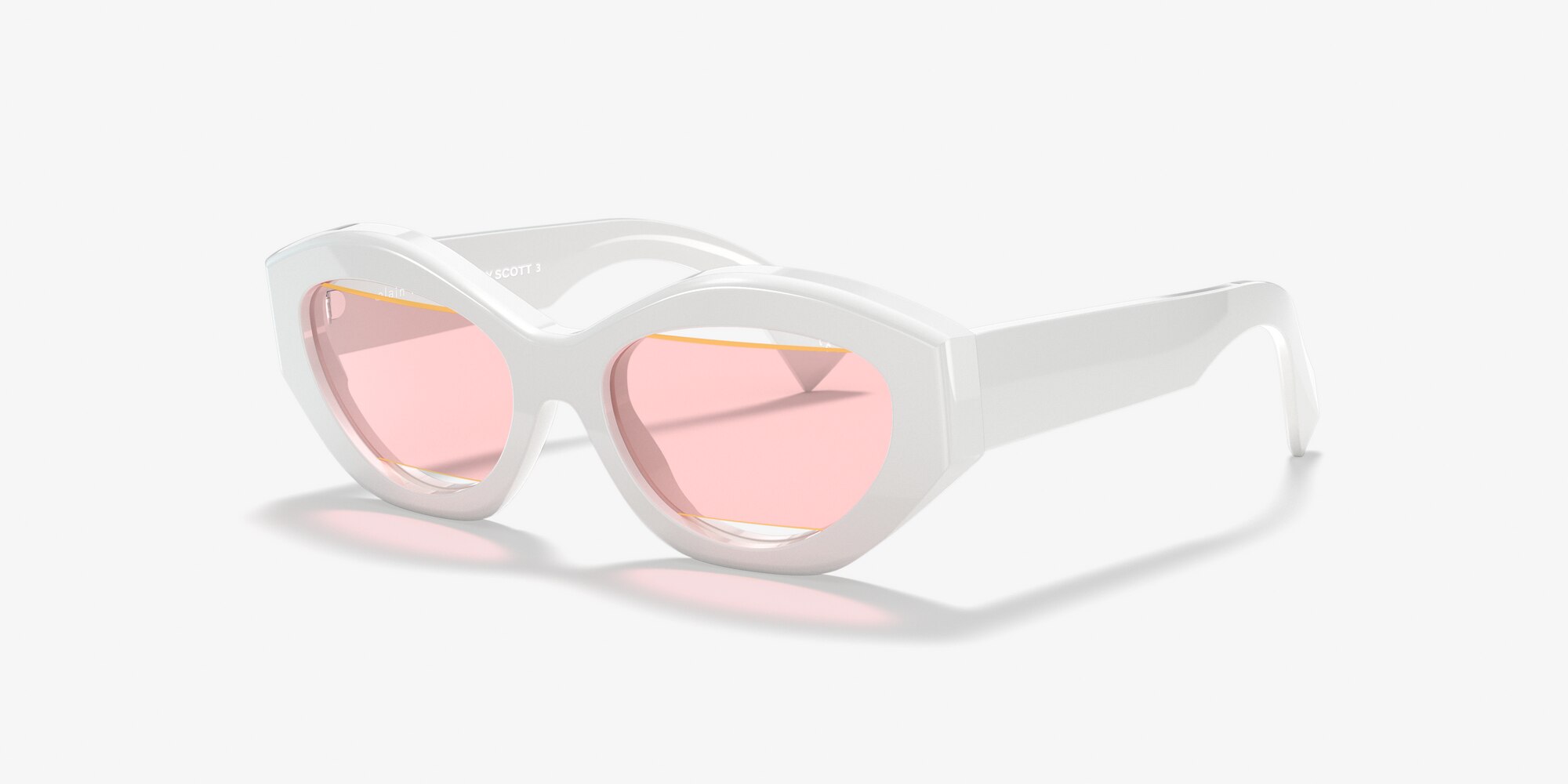 white sunglasses with pink lenses
